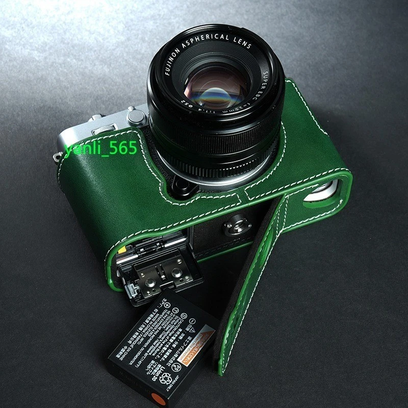 Media funda de cuero genuino para cámara Fujifilm XE5 X-E5 TP hecha a mano inserción- Foto 3 de 4