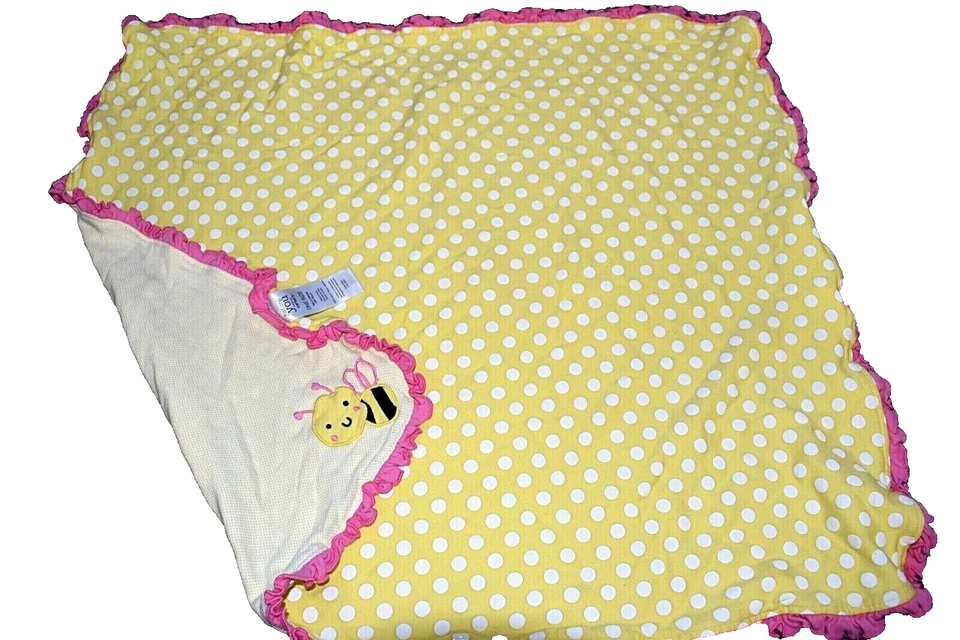 E1 Carter's Amarillo ABEJA Lunares Volantes Jersey Tejido Recepción Bebé Cuna Manta Foto 4 de 4