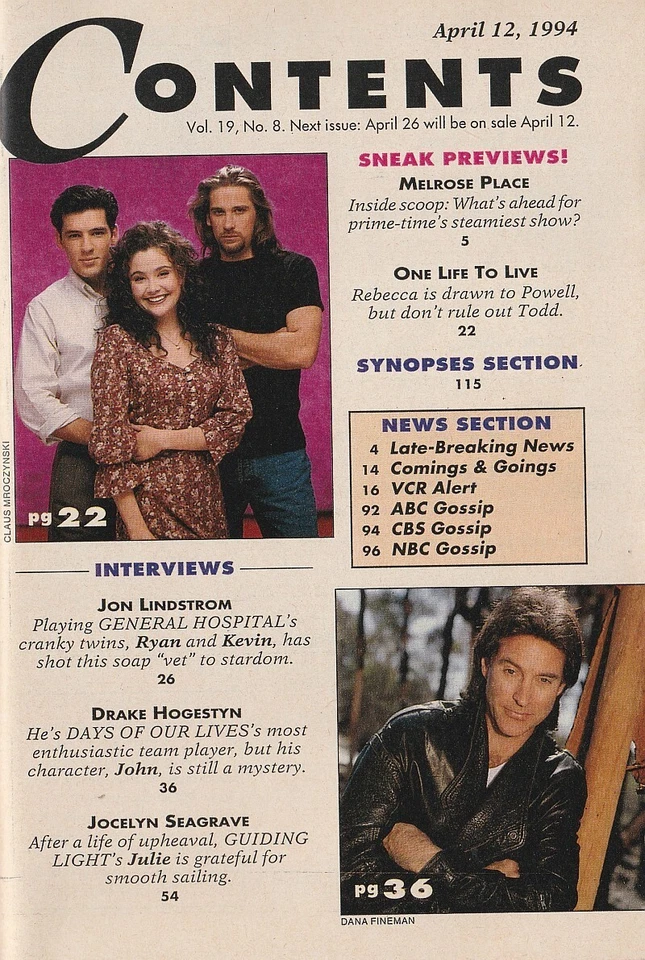 Soap Opera Digest April 12, 1994 ROGER HOWARTH-JON LINDSTROM-BLACK ACTORS SOAPS - Image 2 of 4