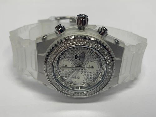 1.0CTW REAL DIAMOND CLEAR JELLY AQUA MASTER WATCH W#13 NEW & BOXED