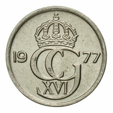 #543329 M&uuml;nze, Schweden, Carl XVI Gustaf, 10 &Ouml;re, 1977, SS, Copper-nickel, KM: