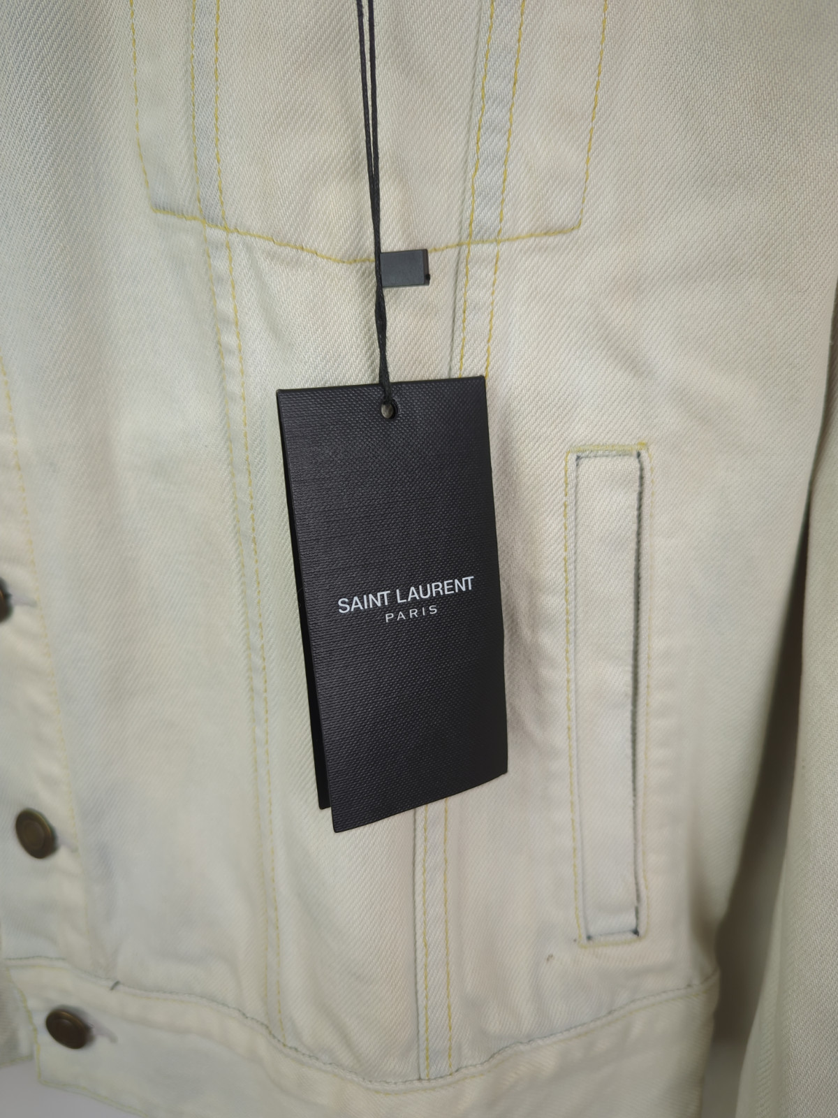 NWT SS18 SAINT LAURENT PARIS Men's Sz S Blue Denim Trucker Jacket Light Wash image 5