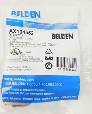 Belden Cat 6A Plug Test Adapter Coupler RJ-45 10gb Coupler AX104552 Keystone Fit