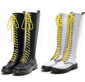 white knee high combat boots