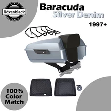 Barracuda Silver Denim Chopped Tour Pack For Harley Davidson Touring 1997+