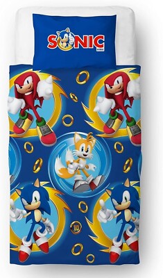 Official Sonic The Hedgehog Single Duvet Cover Set - Reversible Bedding For Kids 12 thumbnail image