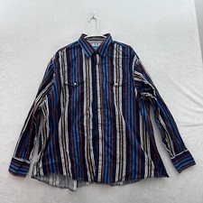 Vintage Wrangler Shirt Mens 2XL Western Pearl Snap Striped Rodeo Cowboy