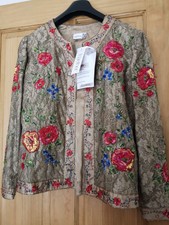 Together Gold Lace Sequin Jacket With Coloured Sequin Flowers. Size 12 New Party