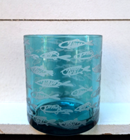 Teelichthalter Maritim*Glas Blau*Deko-Glas*Fisch*Kerzenglas*7X7,5Cm Windlicht