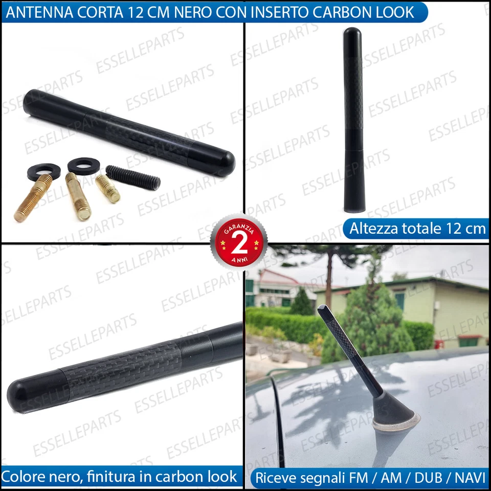 ANTENNA CORTA 12 CM NERO FINITURA CARBONIO PER MINI COOPER R56 - Immagine 2 di 4