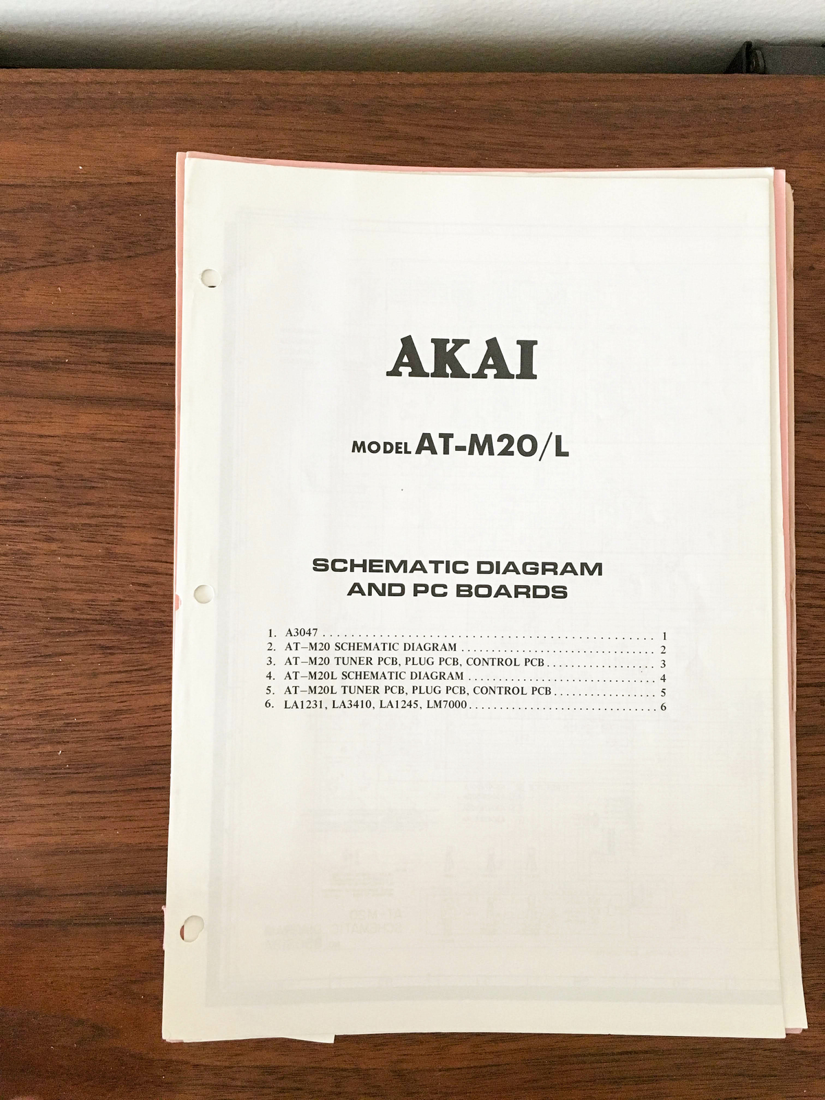 Akai AT-M20 AT-M20L  Fold Out Schematic Booklet *Original*