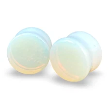 Opalite Stone Double Flare Plugs set gauges PICK SIZE