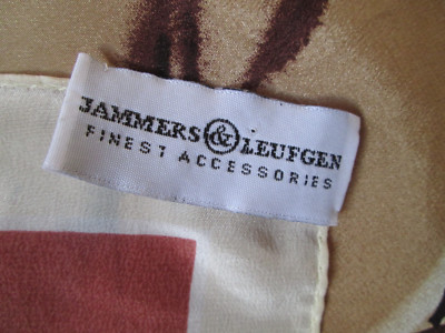 Foulard En Soie JL Jammes & Leufgen - Vintage - Tons Marron - 52x55 Cm