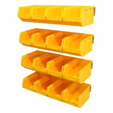 Size 3 Plastic Parts Storage Bins Boxes With Individual Steel Wall Hanging Rails