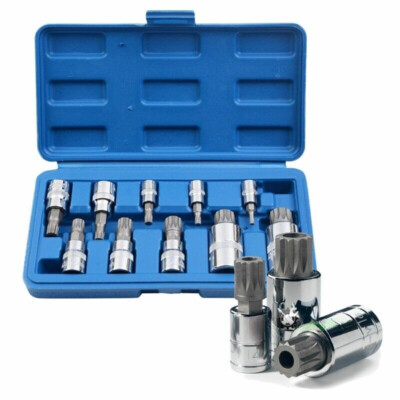 New 10pc XZN Triple Square 12 Point Spline Bit Socket Set MM Auto Repair Tools