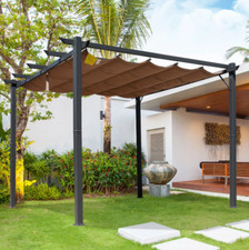 Metal Garden Pergola Large Retractable Structure Sun Shade Canopy Patio Gazebo