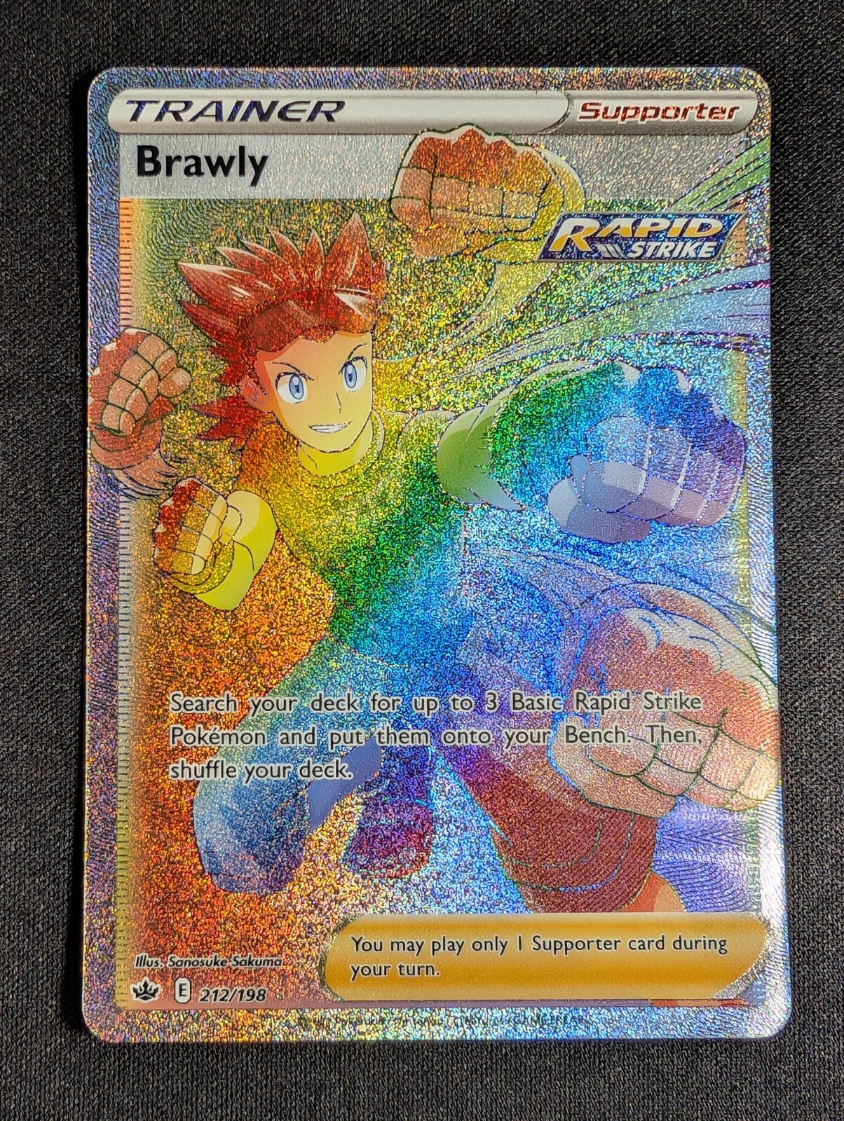Pokemon Brawly 212/198 Secret Rainbow Rare Full Art Chilling Reign NM