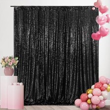 Sequin Backdrop 7FT x 7FT Black Background Sparkly Curtain for Wedding Party