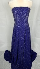 NWOT Stunning Couture Purple Dress Beaded Strapless Prom Wedding PartyGown Sz 8