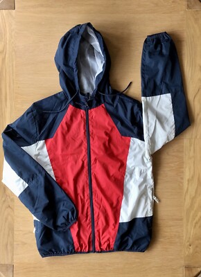 Men’s Windbreaker Jacket Size S -Blue, Red And White, Hooded By Primark  UK