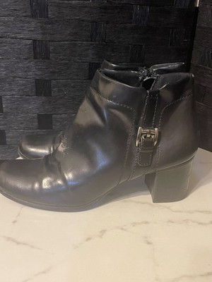 Covington Womens 9M Faux Leather Ankle Bootie Black Side Zip Merlo 25542