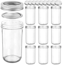 Wide Mouth Mason Jars 9 PACK 22 oz With Lids and Bands, Ideal for Jam, Honey,