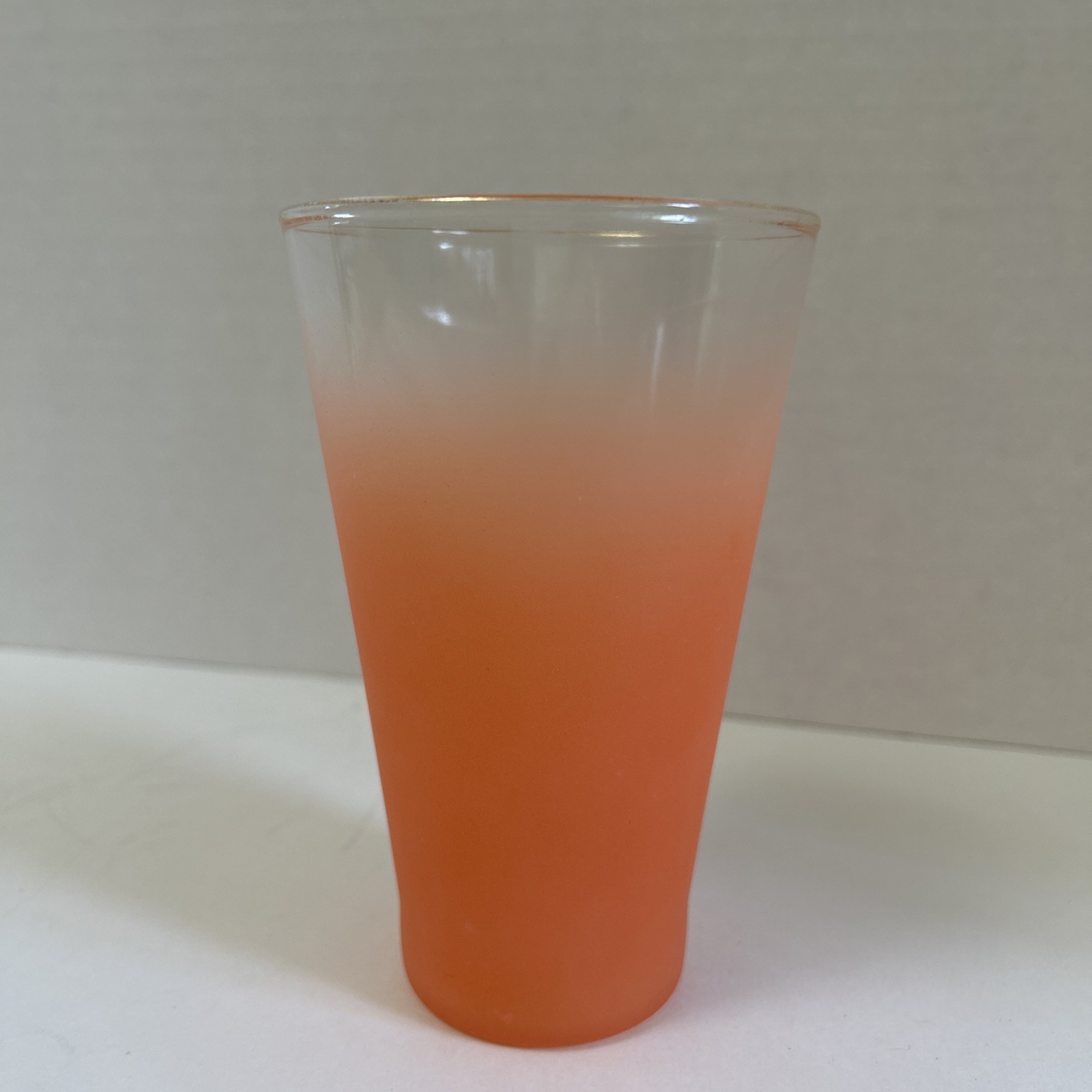 West Virginia BLENDO Frosted Orange Tumbler Glass Gold Rim Replacement MCM