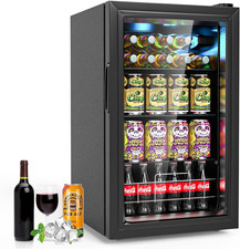 120 Can Beverage Refrigerator with Double Glass Door  Adjustable Shelves