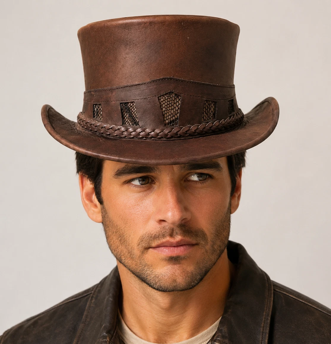Handmade Suede Leather Renaissance Fair Hat Brown Gold Medieval Costume Hat Mens Renaissance Hat - MCI-399 by Medieval and Renaissance  main image 4
