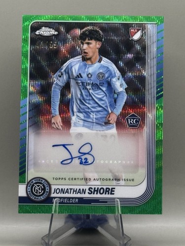 Jonathan Shore New York City FC (NYCFC) 2025 Topps Chrome Green Wave Auto /99 RC