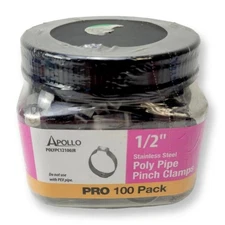Apollo1/2 in. Stainless-Steel Poly Pipe Pinch Clamp Jar (100-Pack) POLYPC12100JR