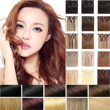 Real Human Hair Clip In Hair Extensions Double Weft Extra Thick 100 Remy Hair
