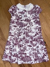 JANIE  JACK GIRLS BURGUNDY TOILE PRINT DRESS SIZE 6 EXCELLENT COND LD3