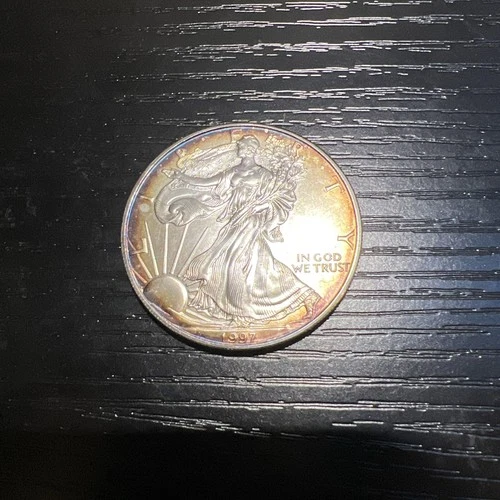 1997 Silver Eagle $1 Dollar 1oz Uncirculated .999 -MS-BU Toned