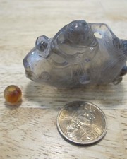 Antique glass type snuff  bottle.  Boy on fish.  See notes   My last piece.