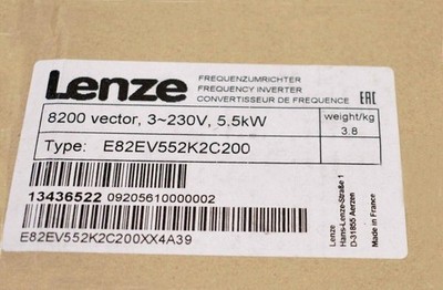 E82EV552K2C200 NEW LENZE E82EV552_2C200 Frequency Inverter 8200 Vector 5.5kW