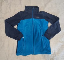 Columbia Boys Steens Mountain Full-zip Fleece Jacket W/ Zipper Pockets Blue Sz L