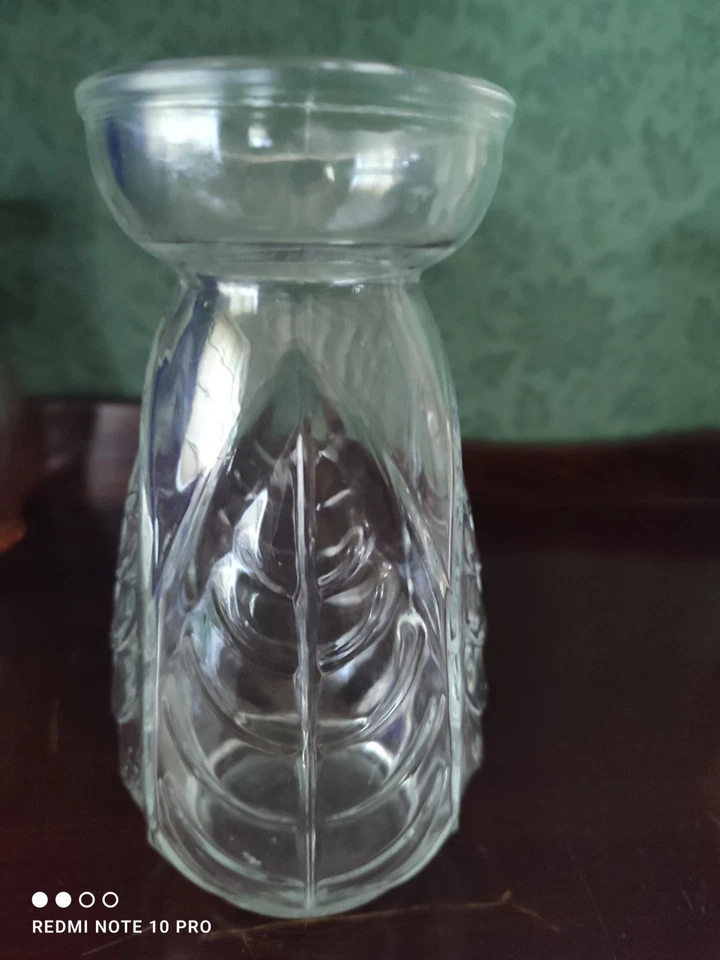 3  anciens vases à Jacinthes Bulbes Verre moulé  pressé  Vintage Motifs Art Déco - Photo 3/4