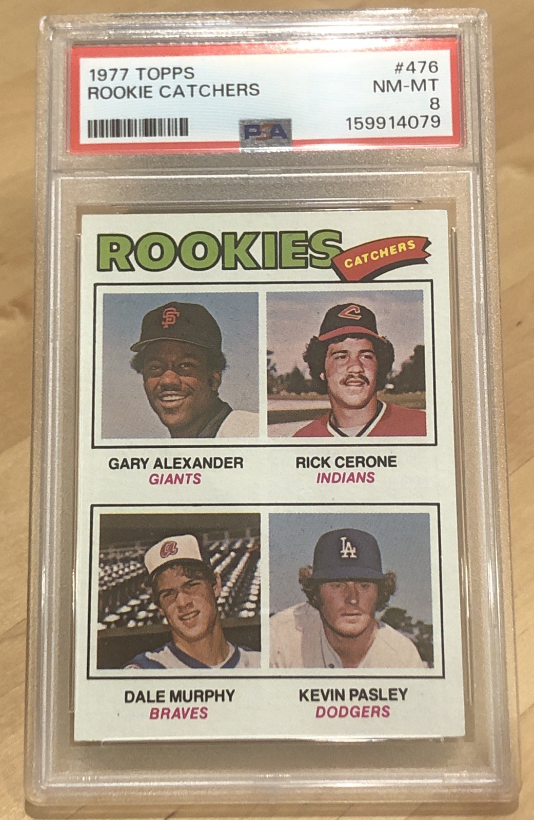 1977 Topps # 476 Rookie Catchers Dale Murphy RC PSA 8 NM-MT Braves Just Graded