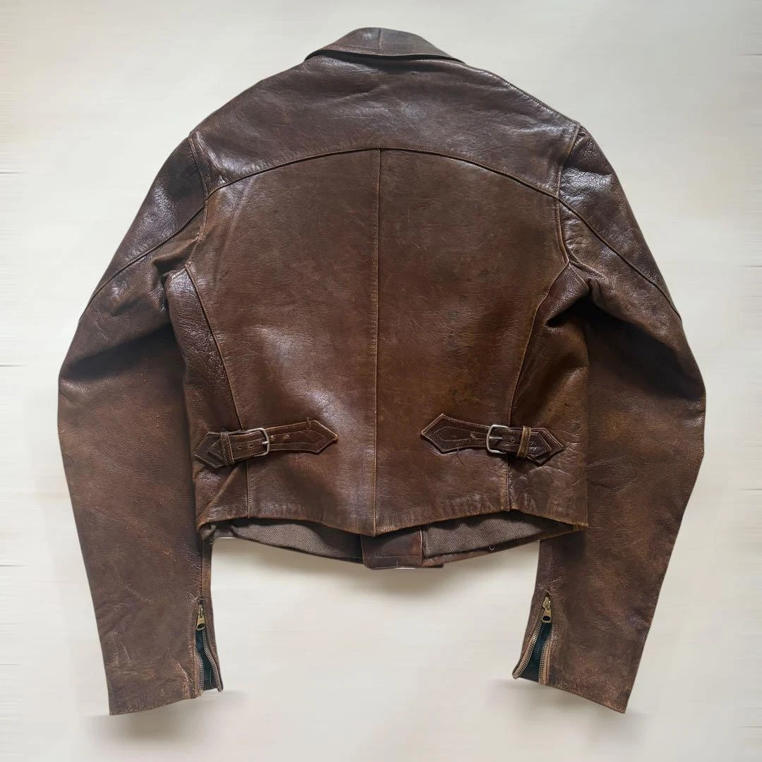 1930s–1940s Aviator Leather Jacket (Approx. Size L) - product detail image 3