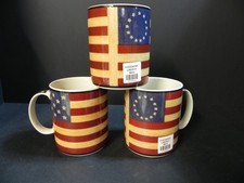 Coventry Liberty Stoneware Coffee Mugs – Set of 3 – Americana Stars & Stripes
