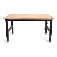 WORKPRO 48" Heavy-Duty Workbench Adjustable Rubber Wood Top Workstation 2000 LBS