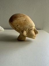Vintage Egyptian Alabaster Style Carved Head Bust Souvenir Tribal Sculpture