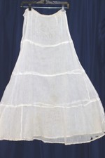 Antique Edwardian Victorian 4 tiered cotton muslin sheer slip TLC needed