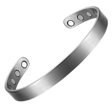 Silver Titanium Magnetic Bracelet Cuff Men Women Arthritis Pain Energy Balance X