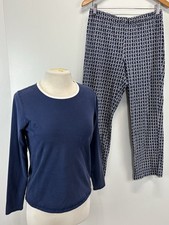 Lands  End 2 Pc Pajama Set Sz Small 6 8 Women  s Shirt Pants Lighthouses Navy
