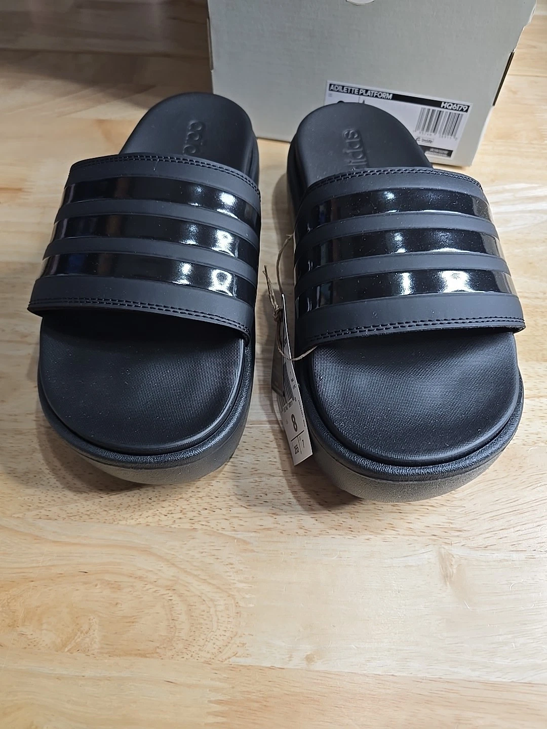 Adidas Adilette sandalo uomo nero plateau slides HQ6179 taglia 8 nuovo con scatola