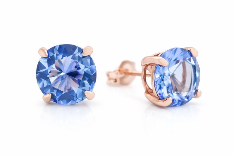 LAB CREATED 6.84 Cts TANZANITE EARRINGS 14K ROSE GOLD PLATED (.925) - NWT