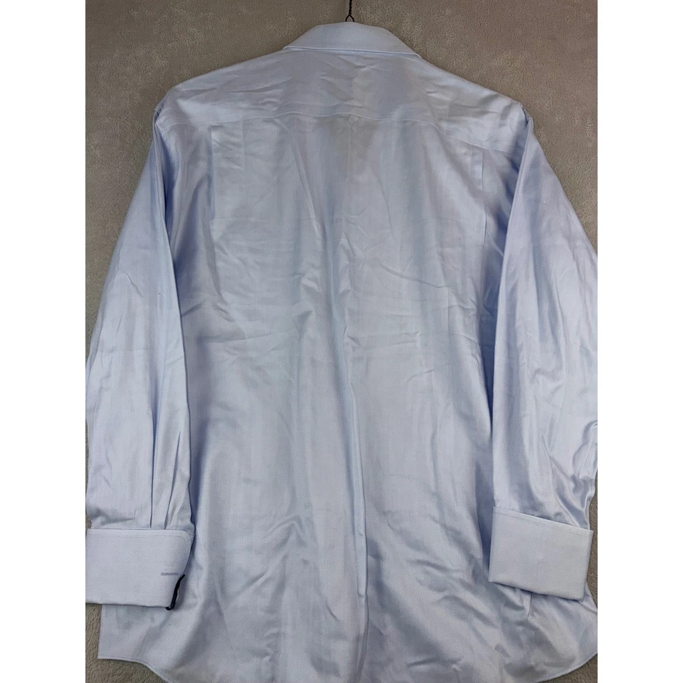 Tasso Ella 17X34/35 Light Blue Herringbone Dress Shirt French Cuffs Men's Formal - Image 4 of 4