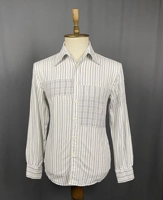 Camisa de manga larga Dolce&Gabbana vintage blanca azul a rayas para hombre talla 48 - Imagen 1 de 4